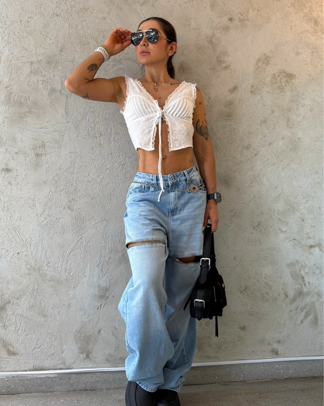 BAGGY BLUE ALIEN JEANS ZIPPER