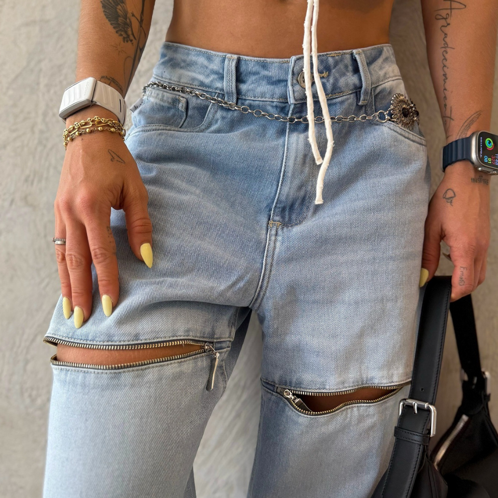 BAGGY BLUE ALIEN JEANS ZIPPER