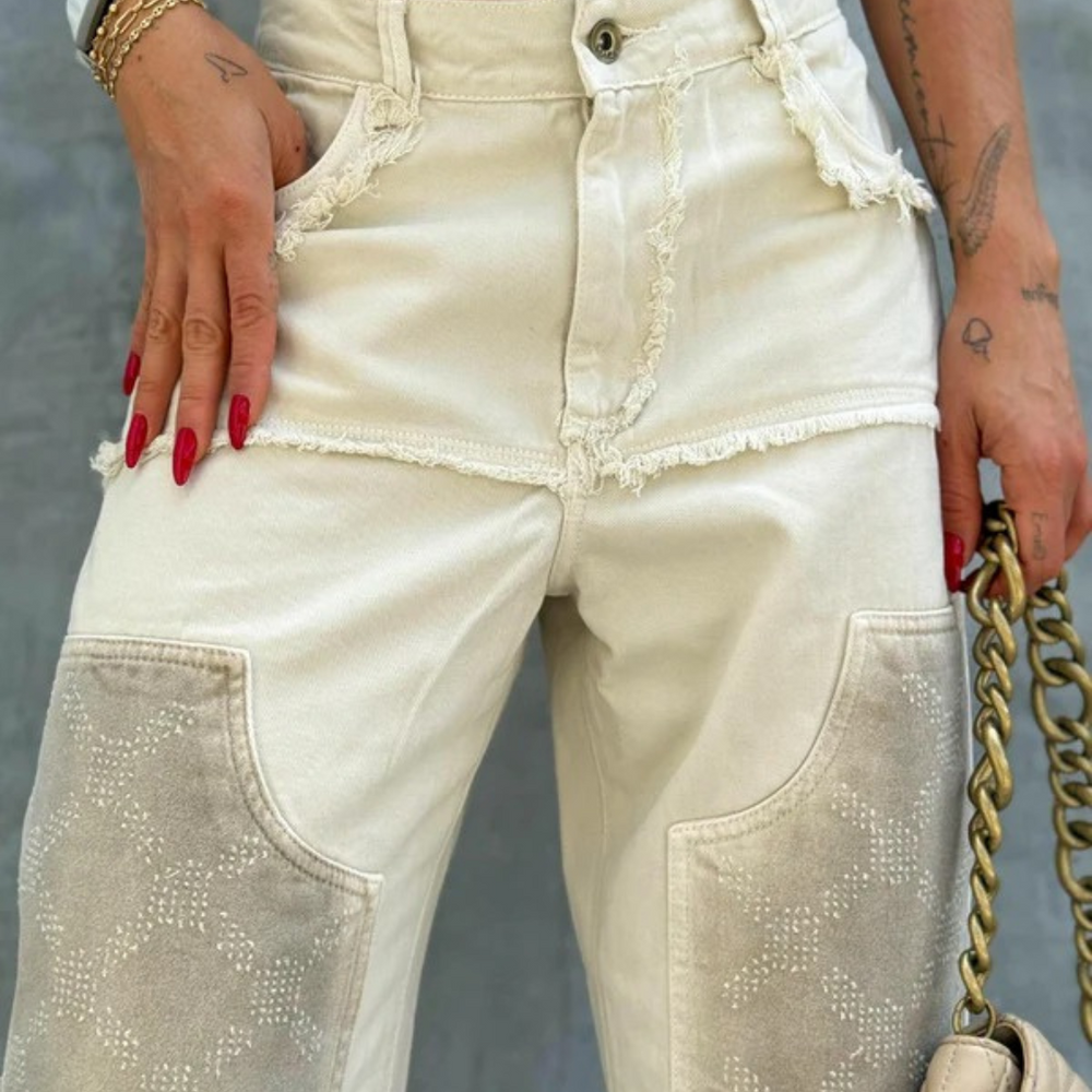 IVORY WIDE LEG ALIEN JEANS