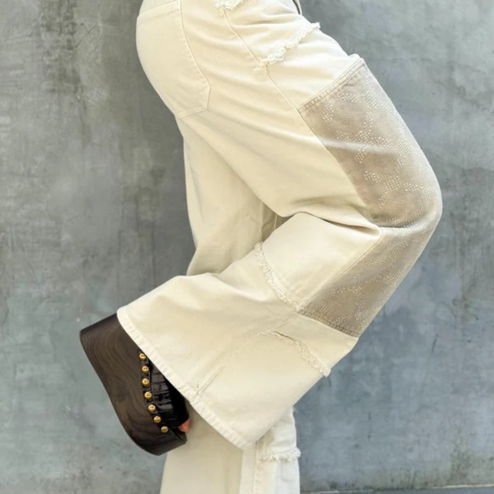 IVORY WIDE LEG ALIEN JEANS