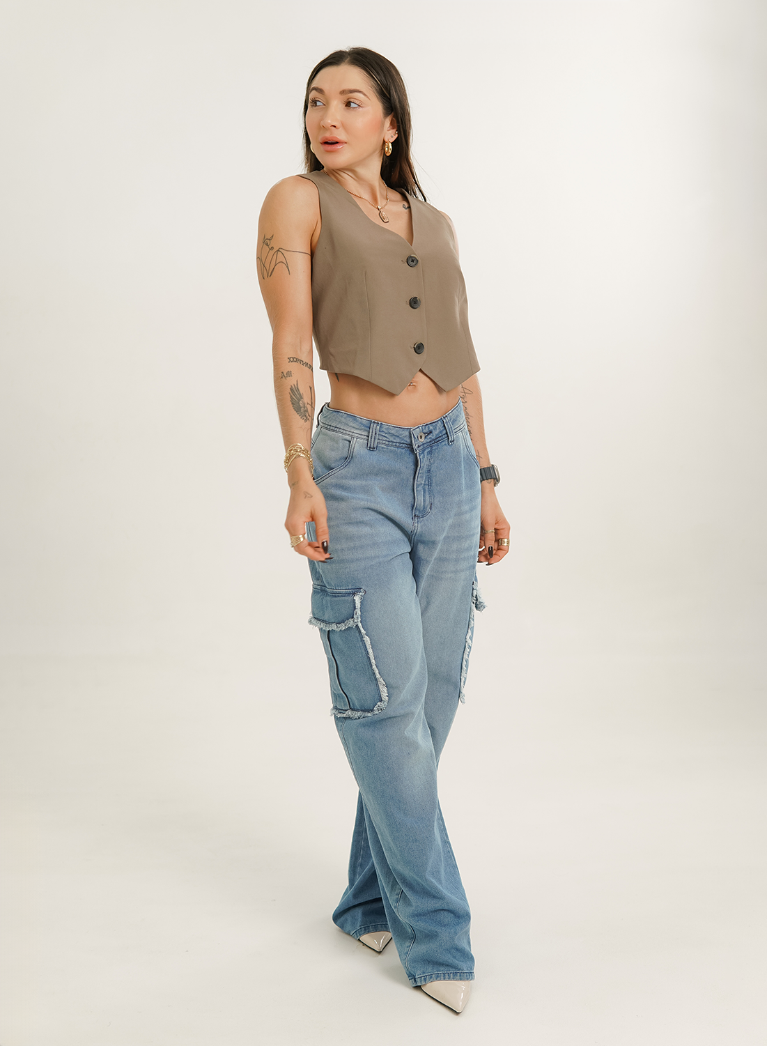 Women's Low Rise Cargo Jeans